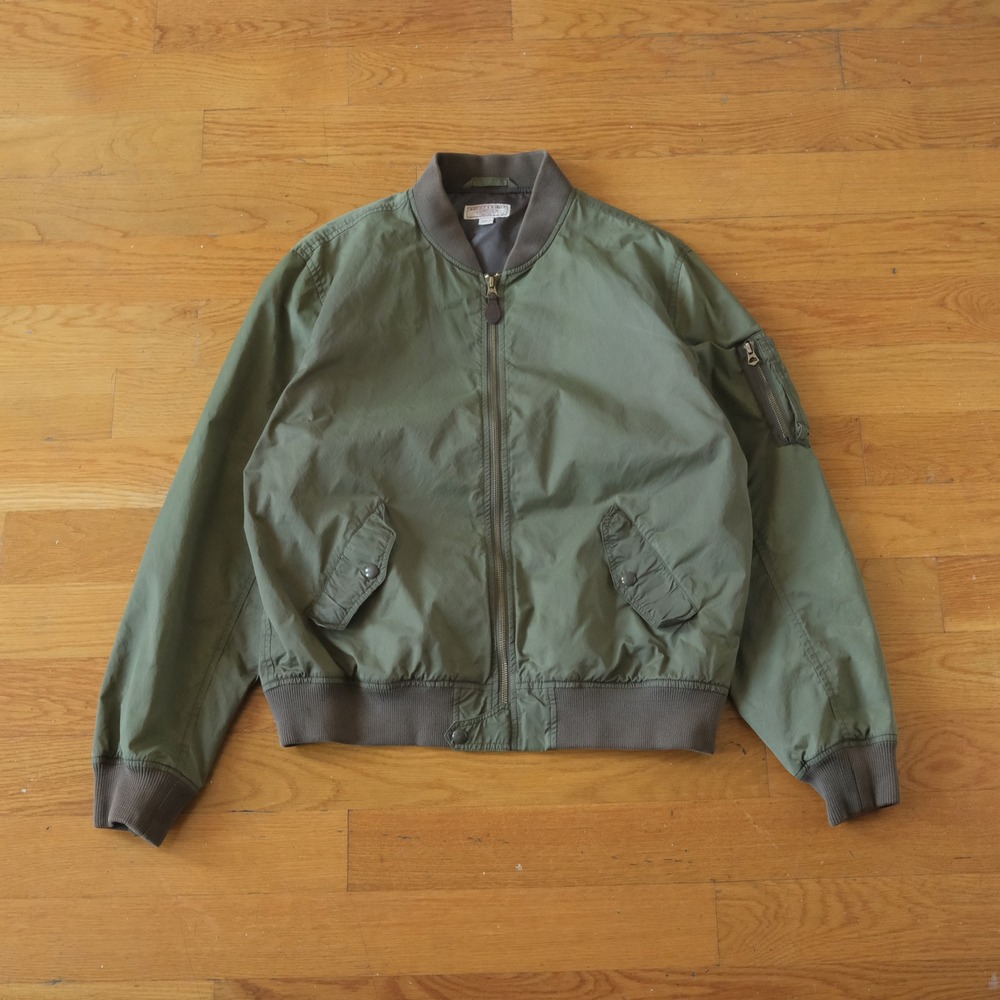 Wallace & Barnes Bomber Jacket Mens Green Full Zip Military Utility Large L